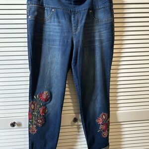 Style & Co. Dark Blue Floral Embroidered Jeans